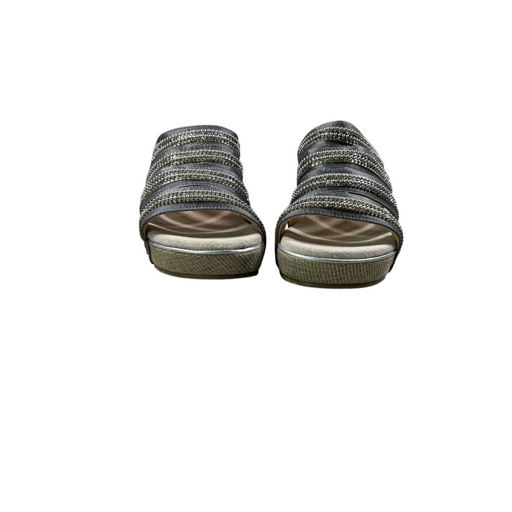 NIB Volatile Levee Pewter Rhinestone Wedge Slide Sandals Women's Size 9 - Picture 4 of 8